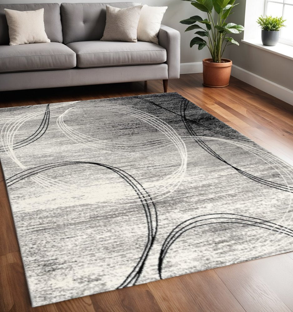 2' X 4' Gray Abstract Dhurrie Area Rug