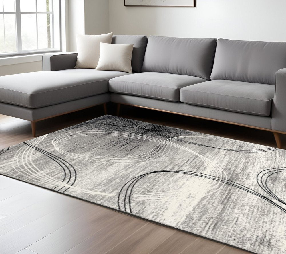 2' X 4' Gray Abstract Dhurrie Area Rug