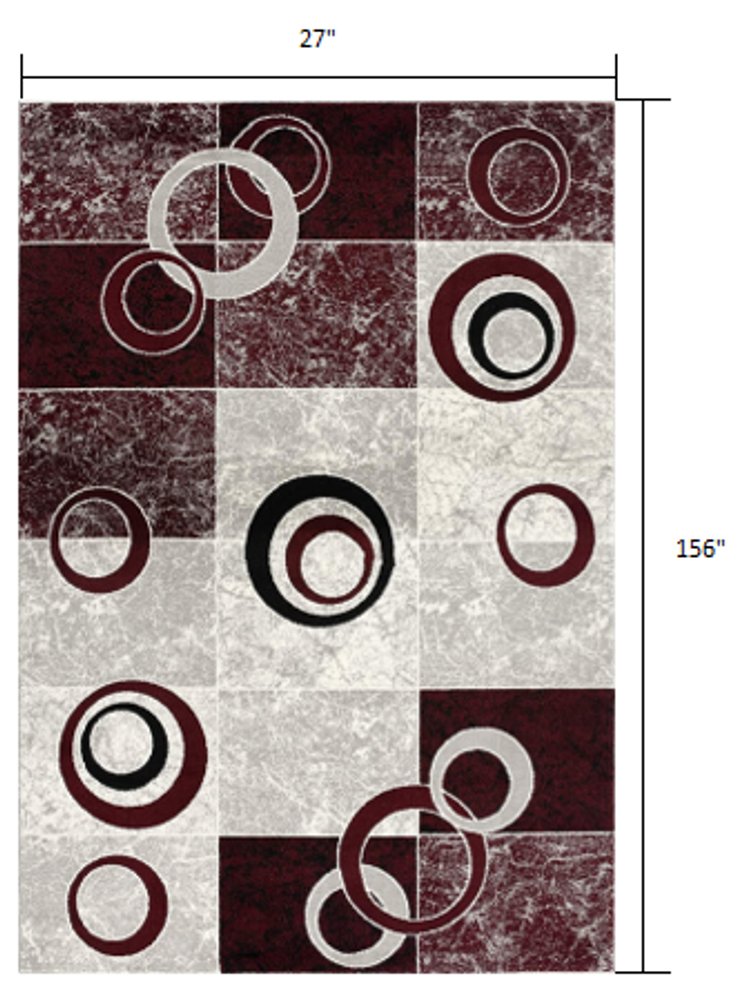 10' Red And White Abstract Runner Rug