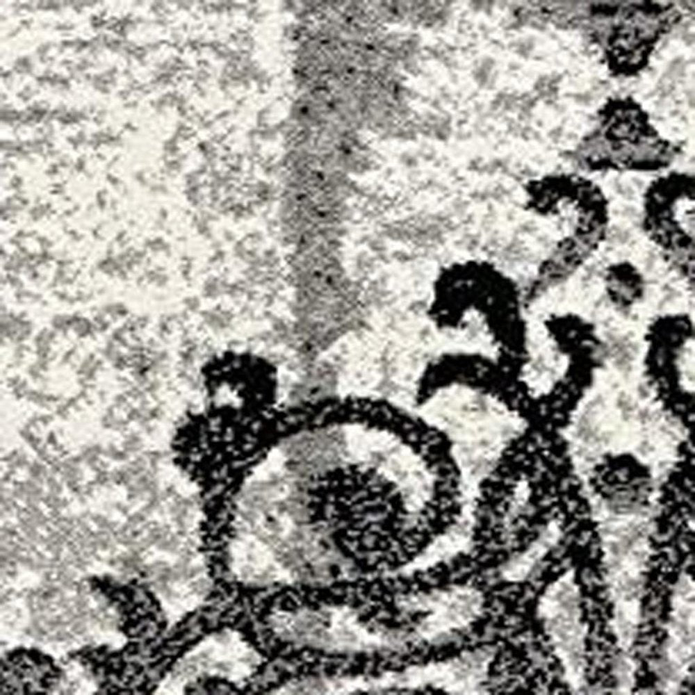 4' X 6' Gray And Ivory Damask Distressed Area Rug