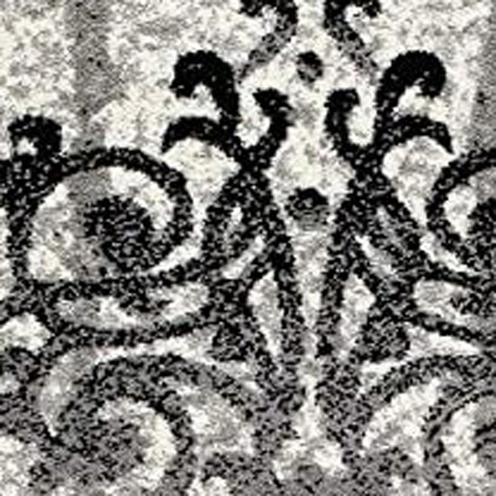 4' X 6' Gray And Ivory Damask Distressed Area Rug