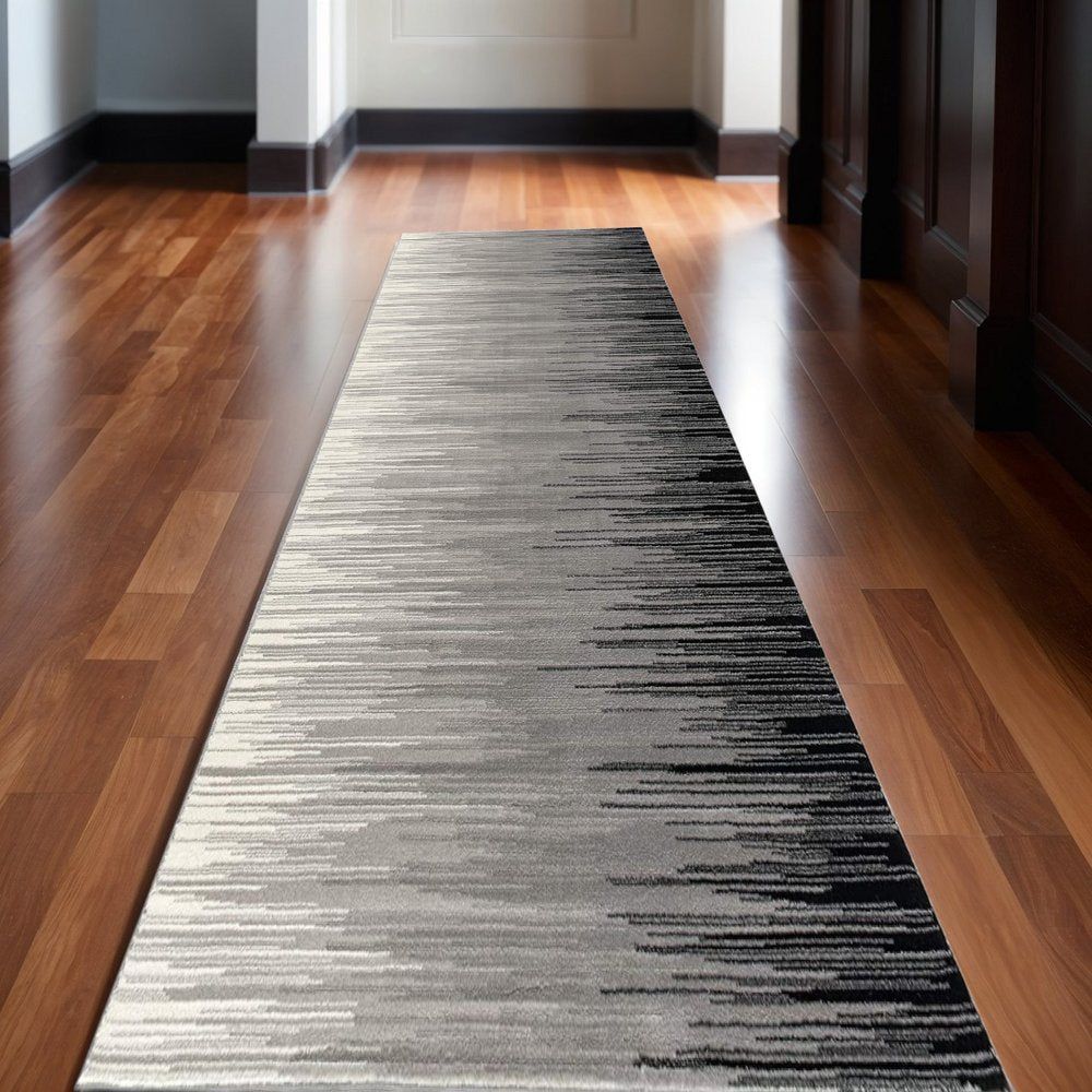 8' X 10' Black Abstract Dhurrie Area Rug