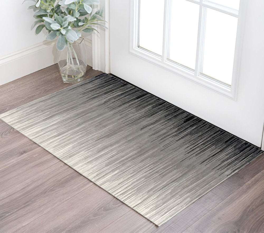 8' X 10' Black Abstract Dhurrie Area Rug