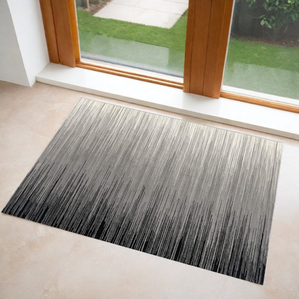8' X 10' Black Abstract Dhurrie Area Rug