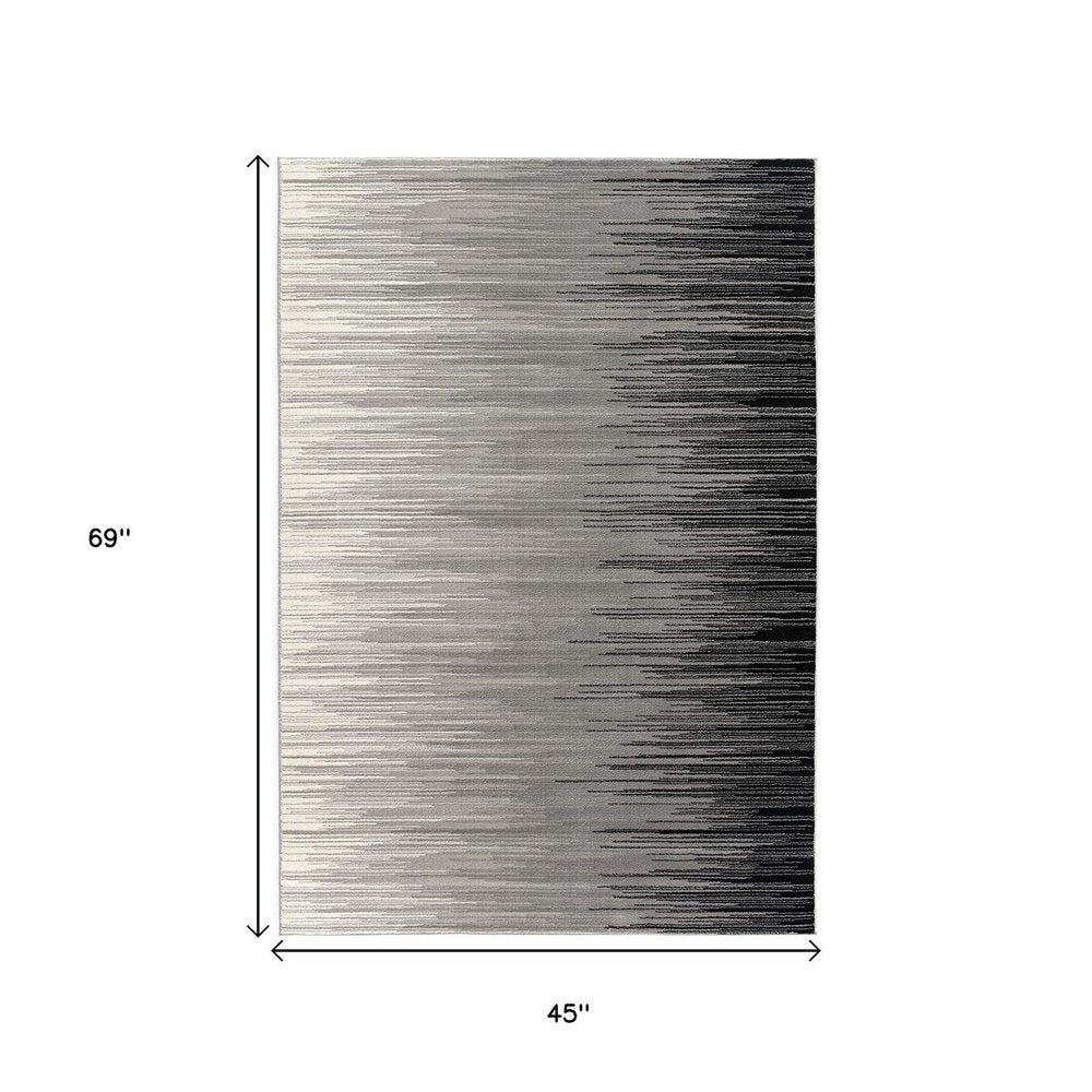 8' X 10' Black Abstract Dhurrie Area Rug