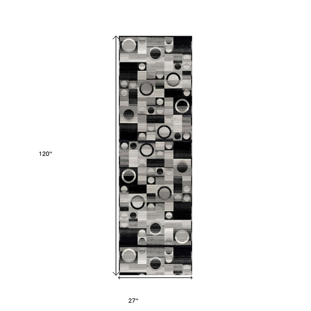 8' X 10' Gray Abstract Dhurrie Area Rug