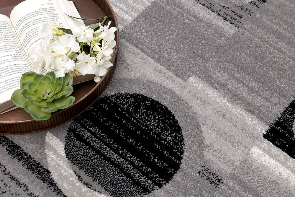 8' X 10' Gray Abstract Dhurrie Area Rug