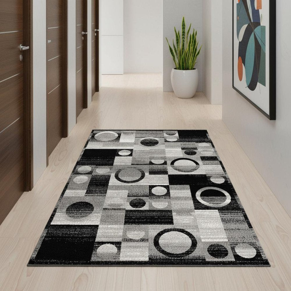 8' X 10' Gray Abstract Dhurrie Area Rug