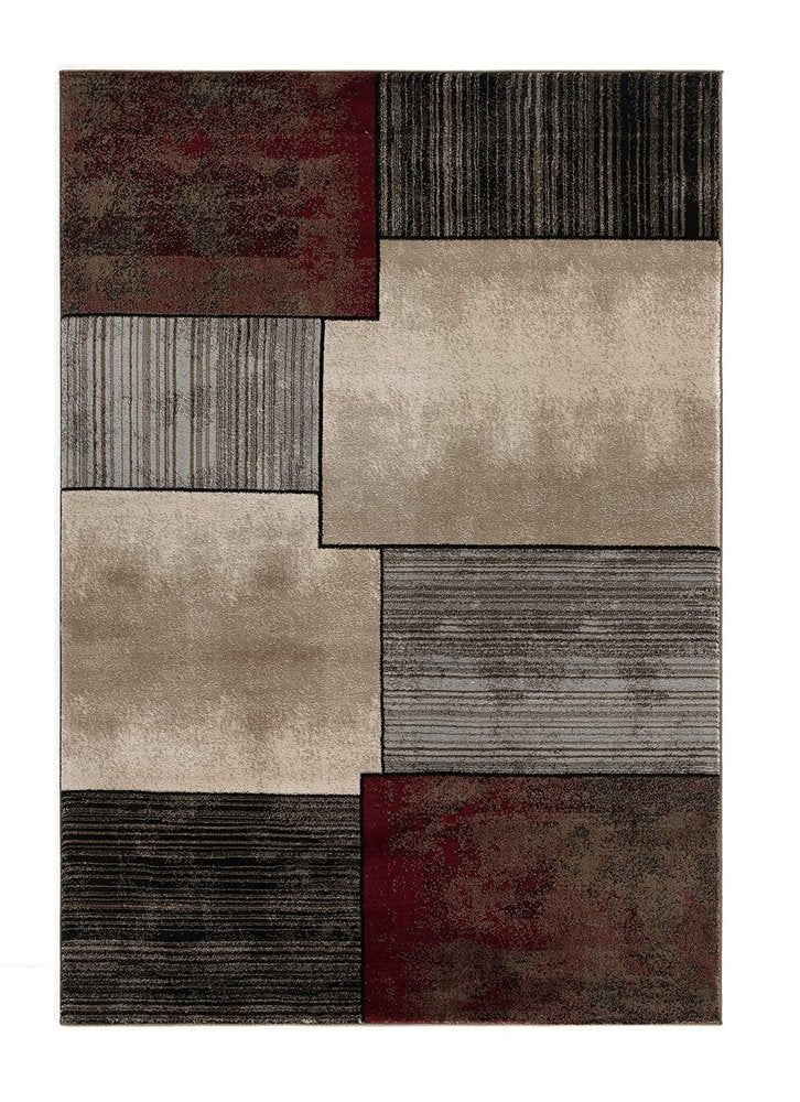 2' X 4' Beige And Brown Abstract Shag Area Rug