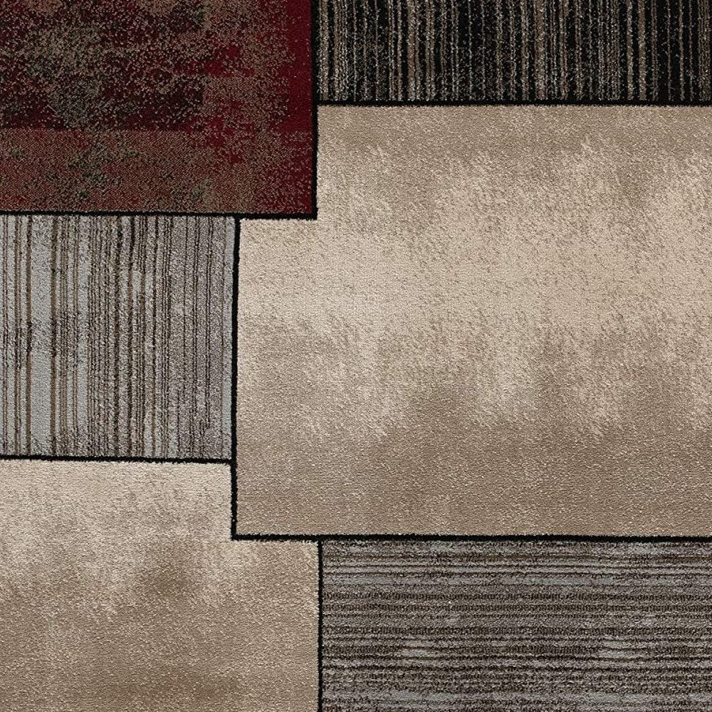 2' X 4' Beige And Brown Abstract Shag Area Rug