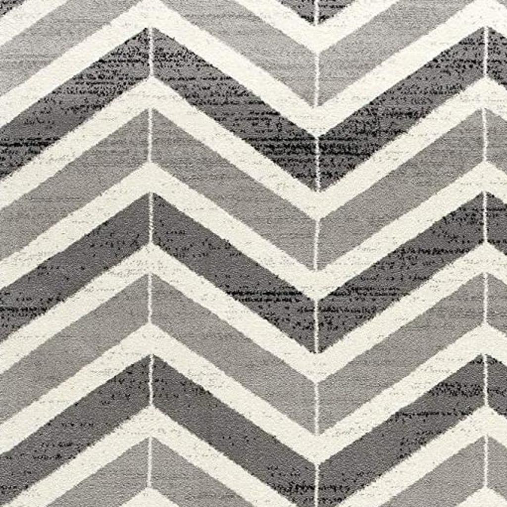 2' X 4' Gray And Ivory Chevron Distressed Area Rug
