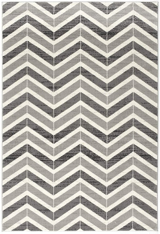 2' X 4' Gray And Ivory Chevron Distressed Area Rug