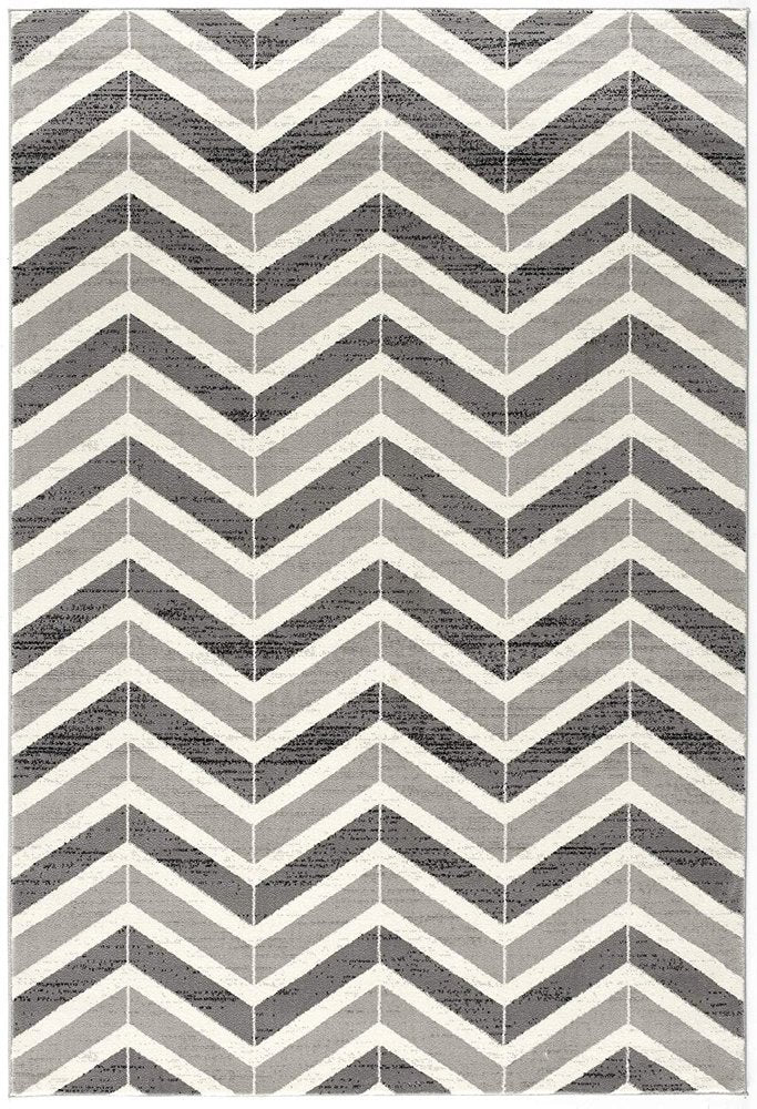 2' X 4' Gray And Ivory Chevron Distressed Area Rug