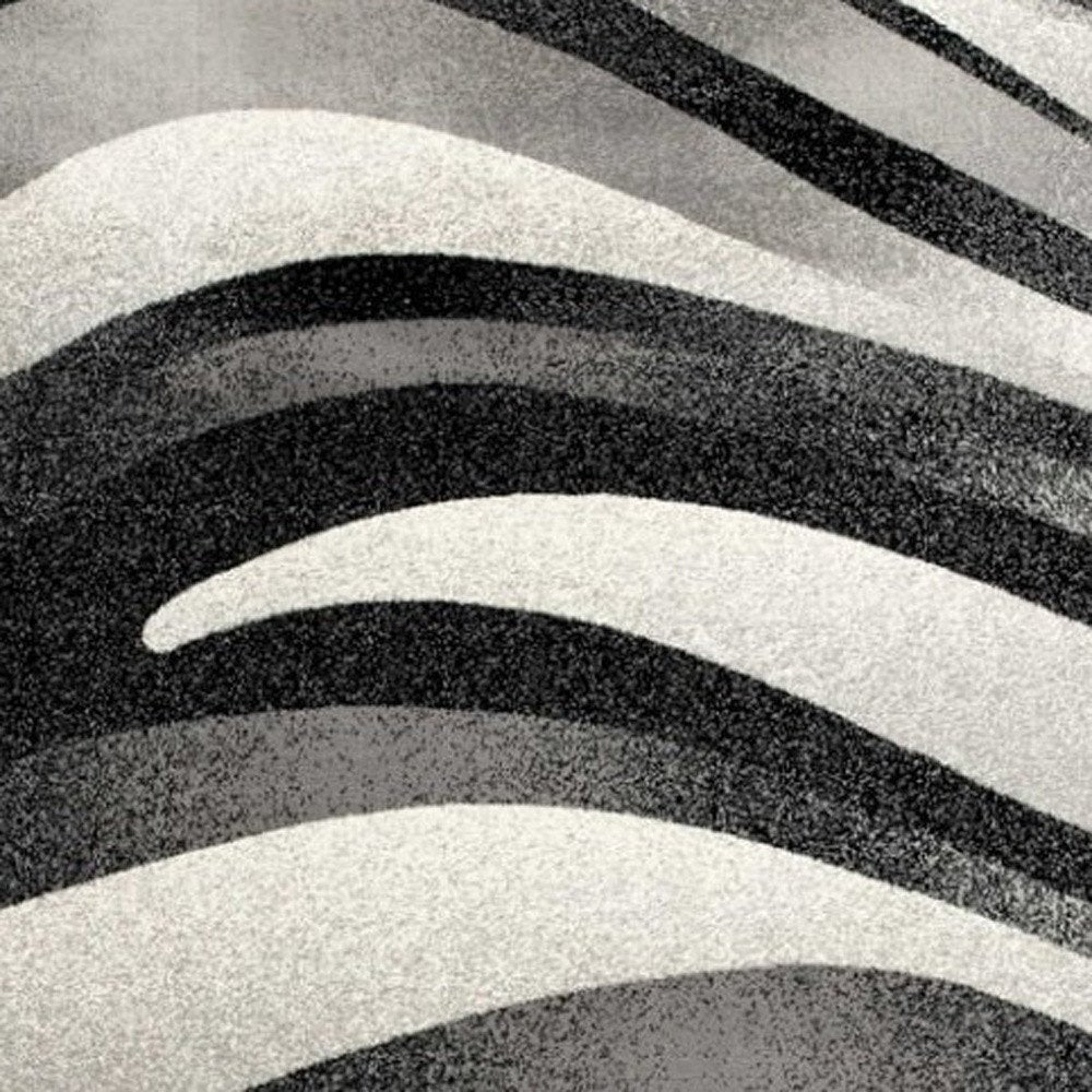 10' Gray Abstract Power Loom Runner Rug