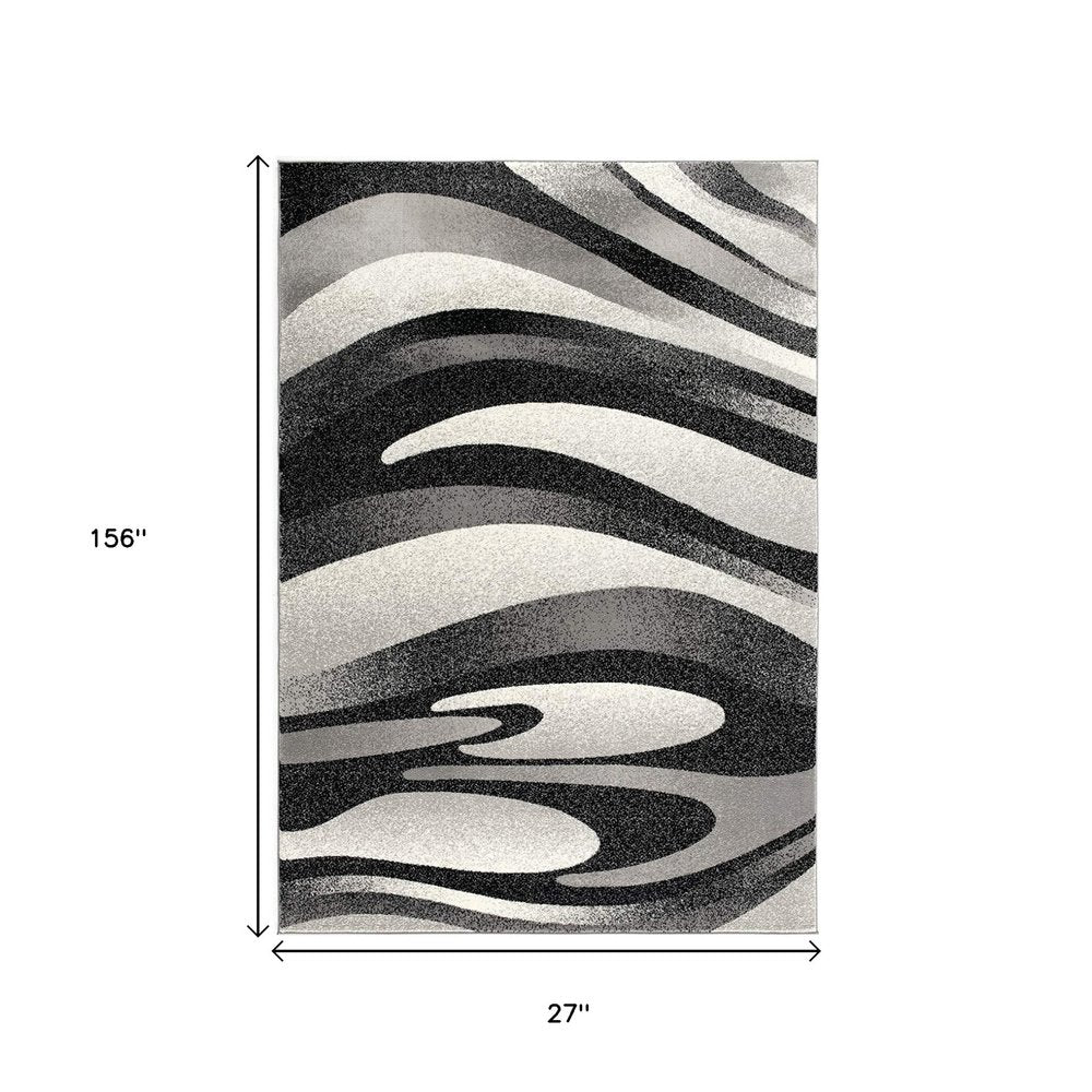 10' Gray Abstract Power Loom Runner Rug