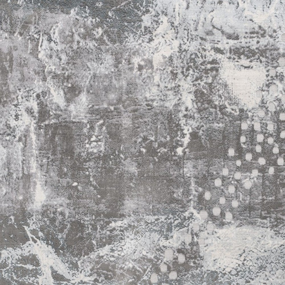 6' X 9' Gray And Ivory Abstract Shag Area Rug