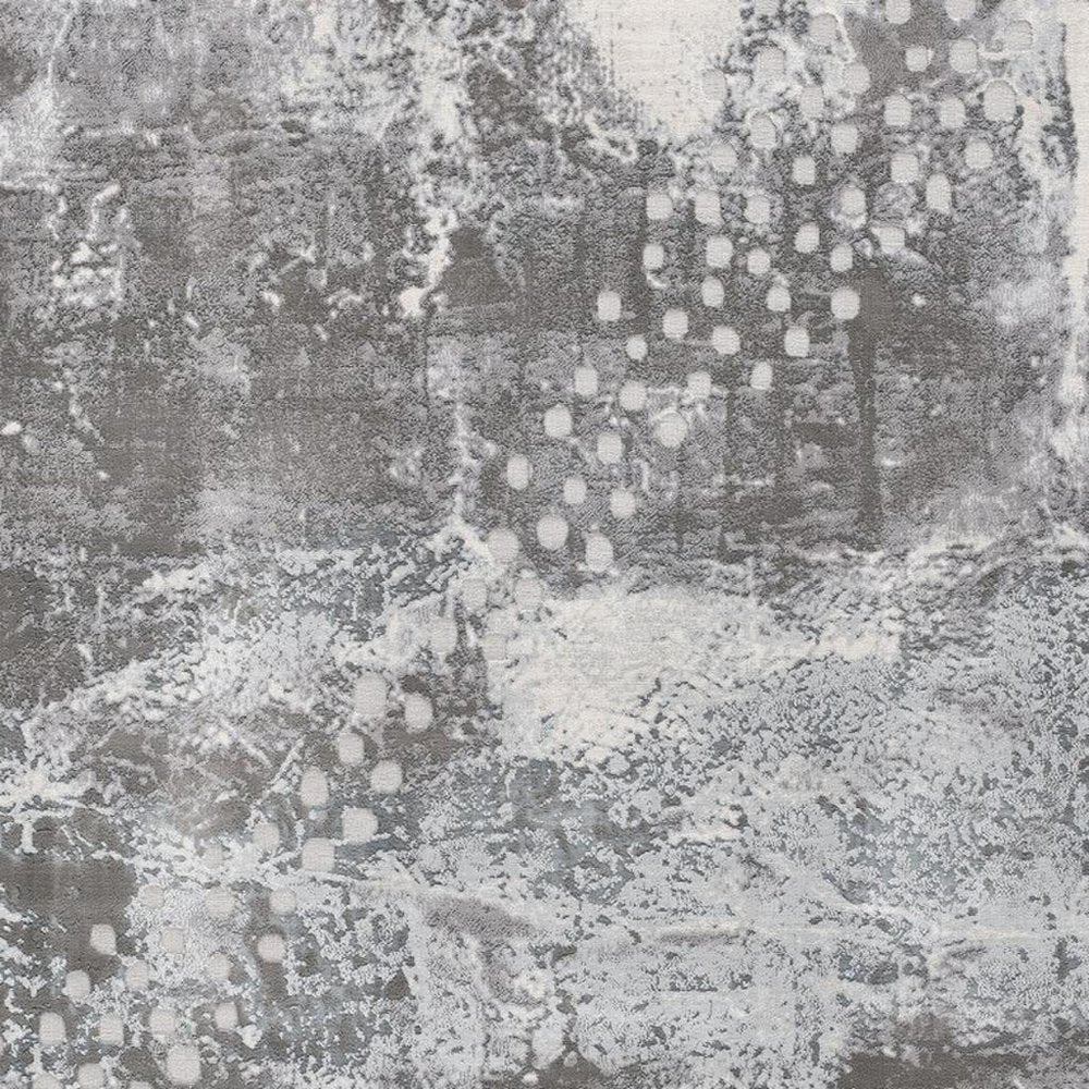 6' X 9' Gray And Ivory Abstract Shag Area Rug