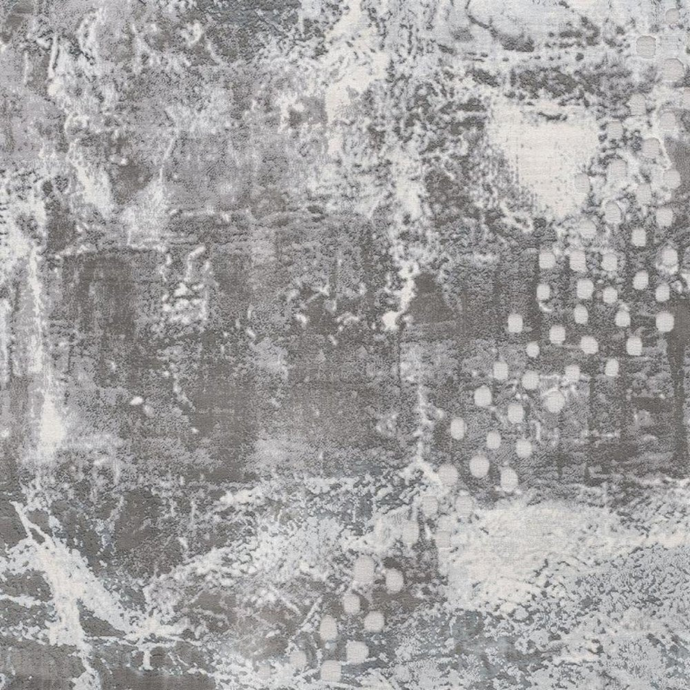 6' X 9' Gray And Ivory Abstract Shag Area Rug