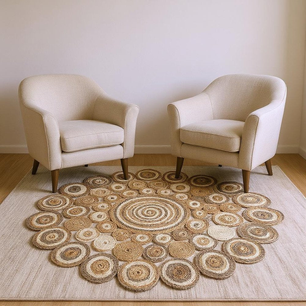 6' Natural Jute Hand Braided Round Rug