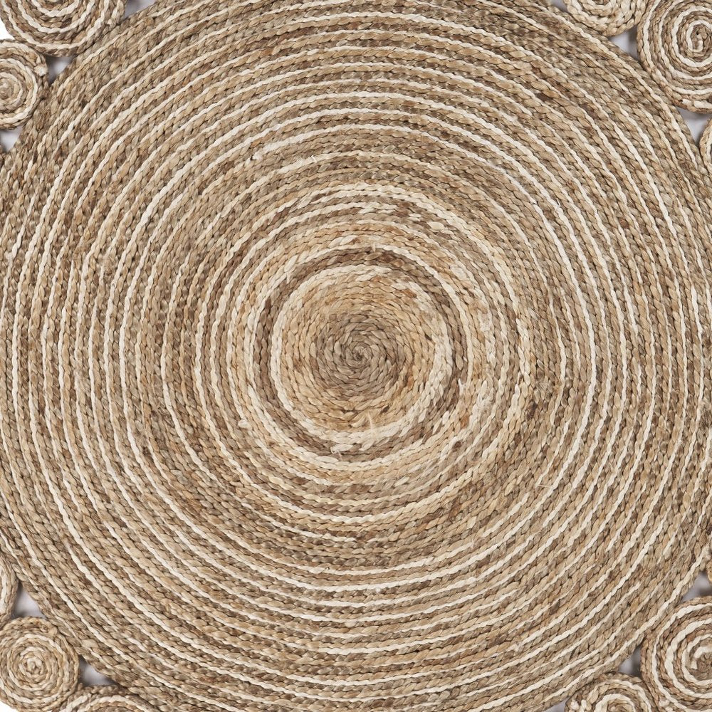 6' Beige Jute Hand Braided Round Rug