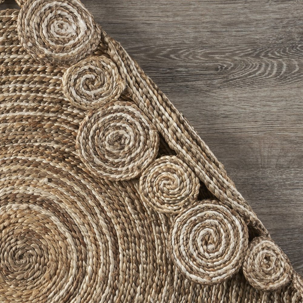 6' Beige Jute Hand Braided Round Rug