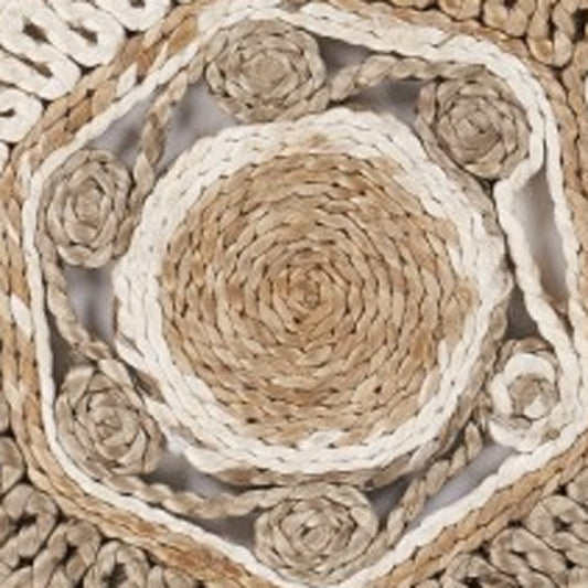 5' X 5' Beige Jute Abstract Geometric Hand Braided Area Rug
