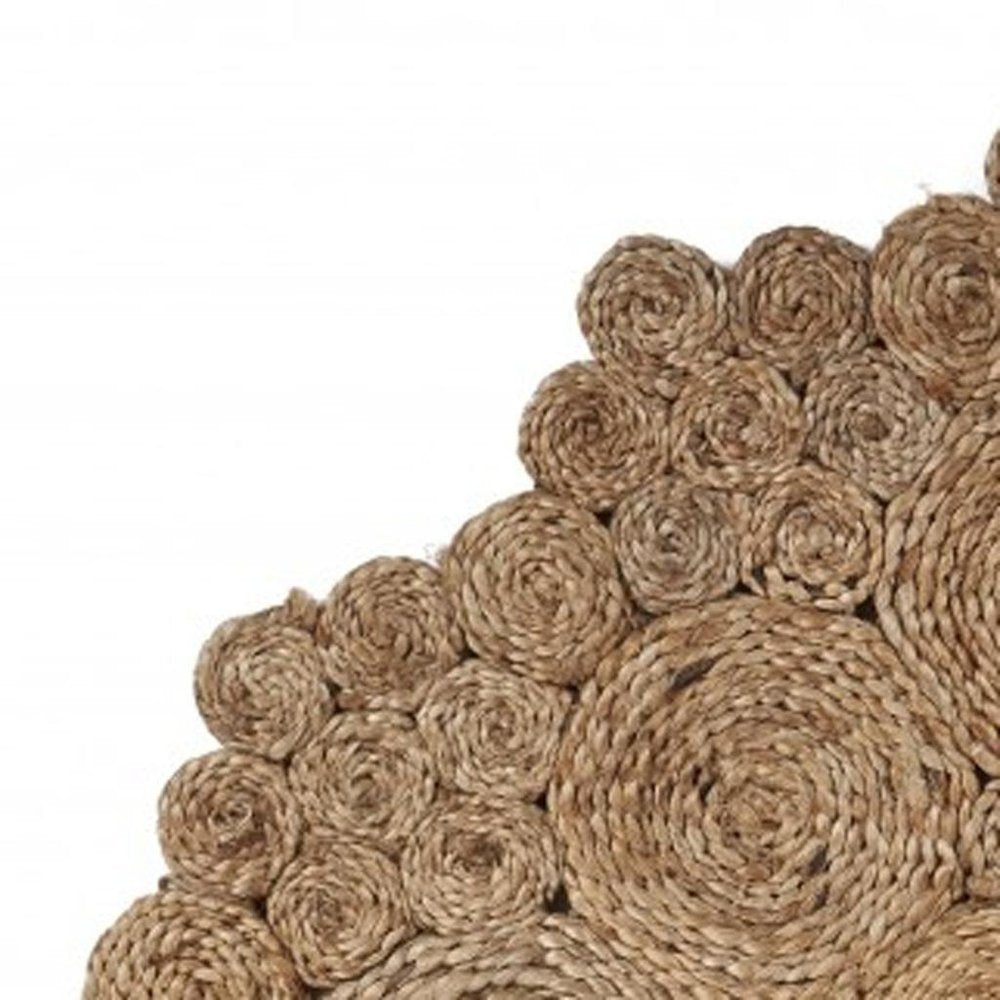 5' X 5' Natural Jute Abstract Geometric Hand Braided Area Rug