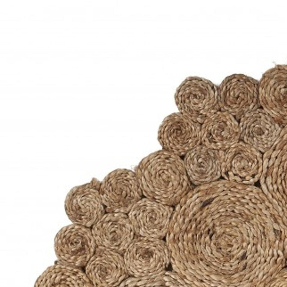 5' X 5' Natural Jute Abstract Geometric Hand Braided Area Rug
