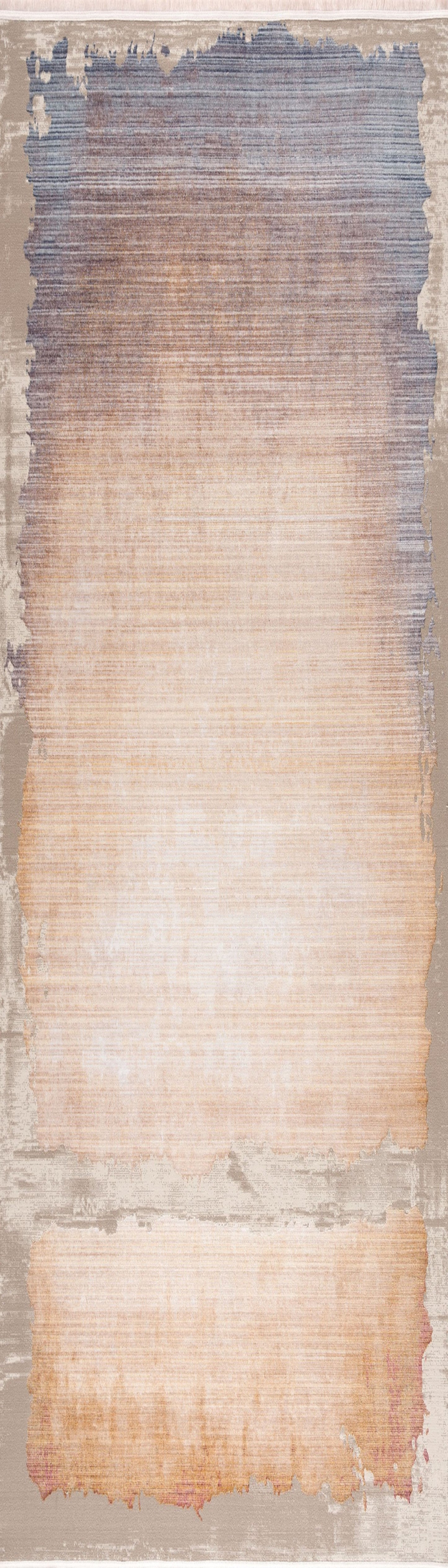 10' Beige And Blue Abstract Runner Rug