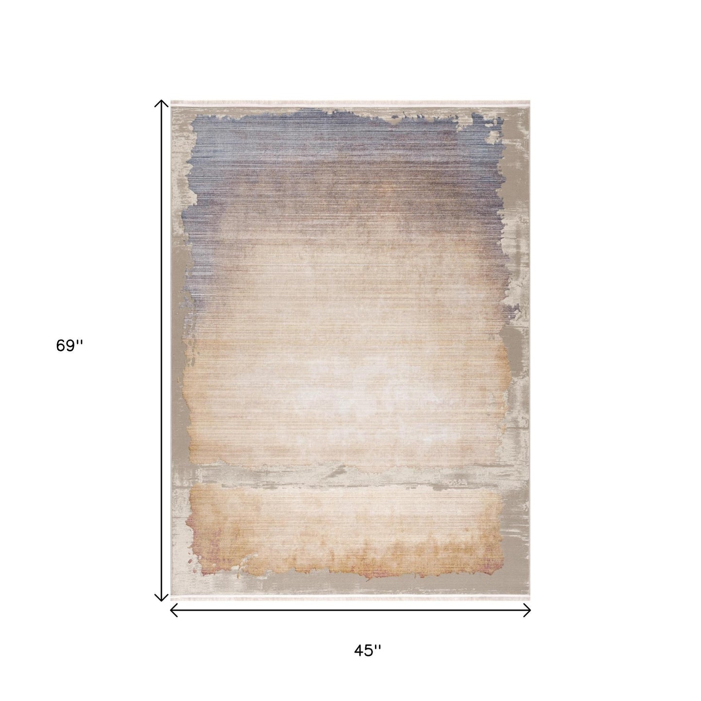 10' Beige And Blue Abstract Runner Rug