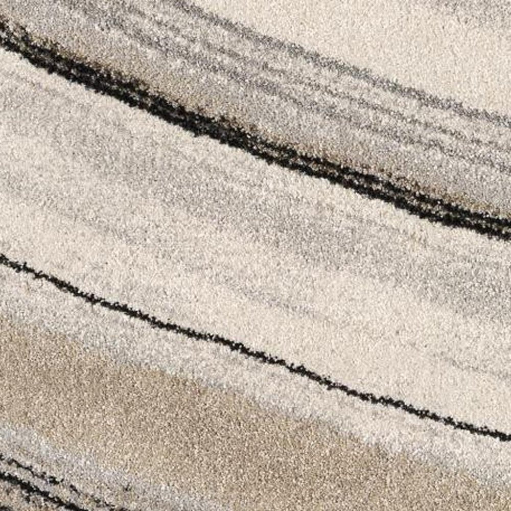 5' X 8' Cream and Tan Abstract Marble Area Rug