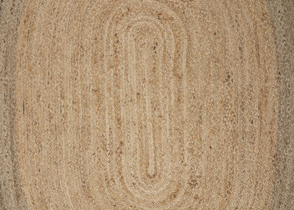 7' X 9' Natural Jute Hand Braided Oval Rug