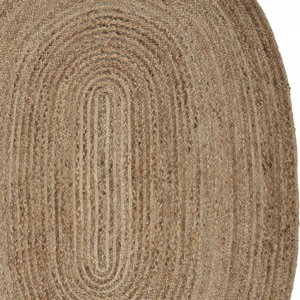 7' X 9' Natural Jute Hand Braided Oval Rug
