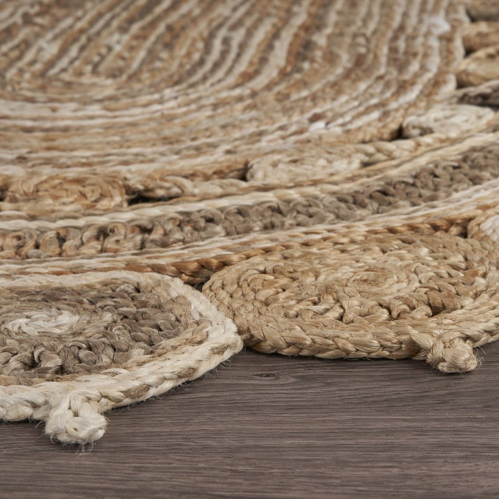 5' X 7' Natural Jute Hand Braided Oval Rug