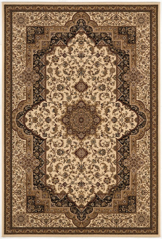 5' X 8' Black And Ivory Oriental Area Rug