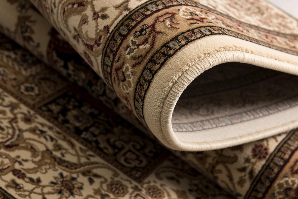 5' X 8' Black And Ivory Oriental Area Rug