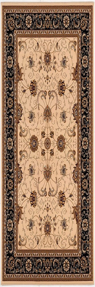 5' X 8' Black And Ivory Oriental Area Rug