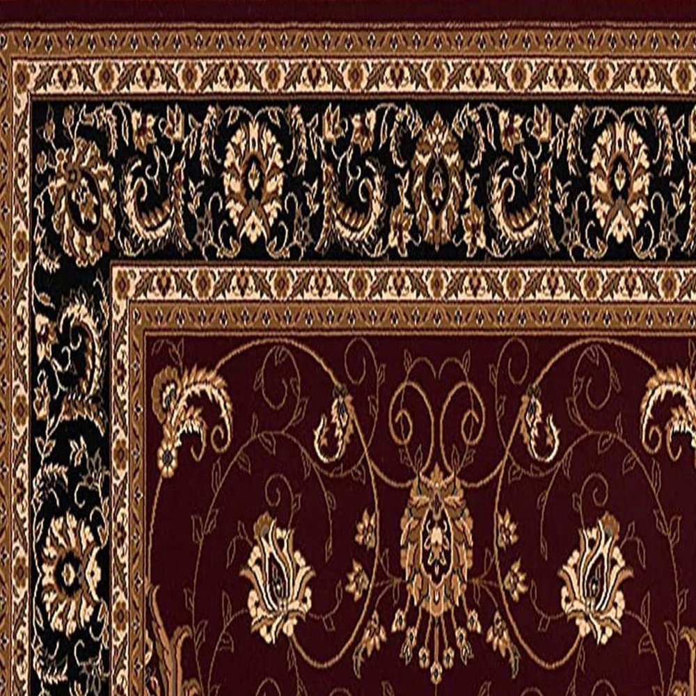 10' Red And Black Oriental Runner Rug