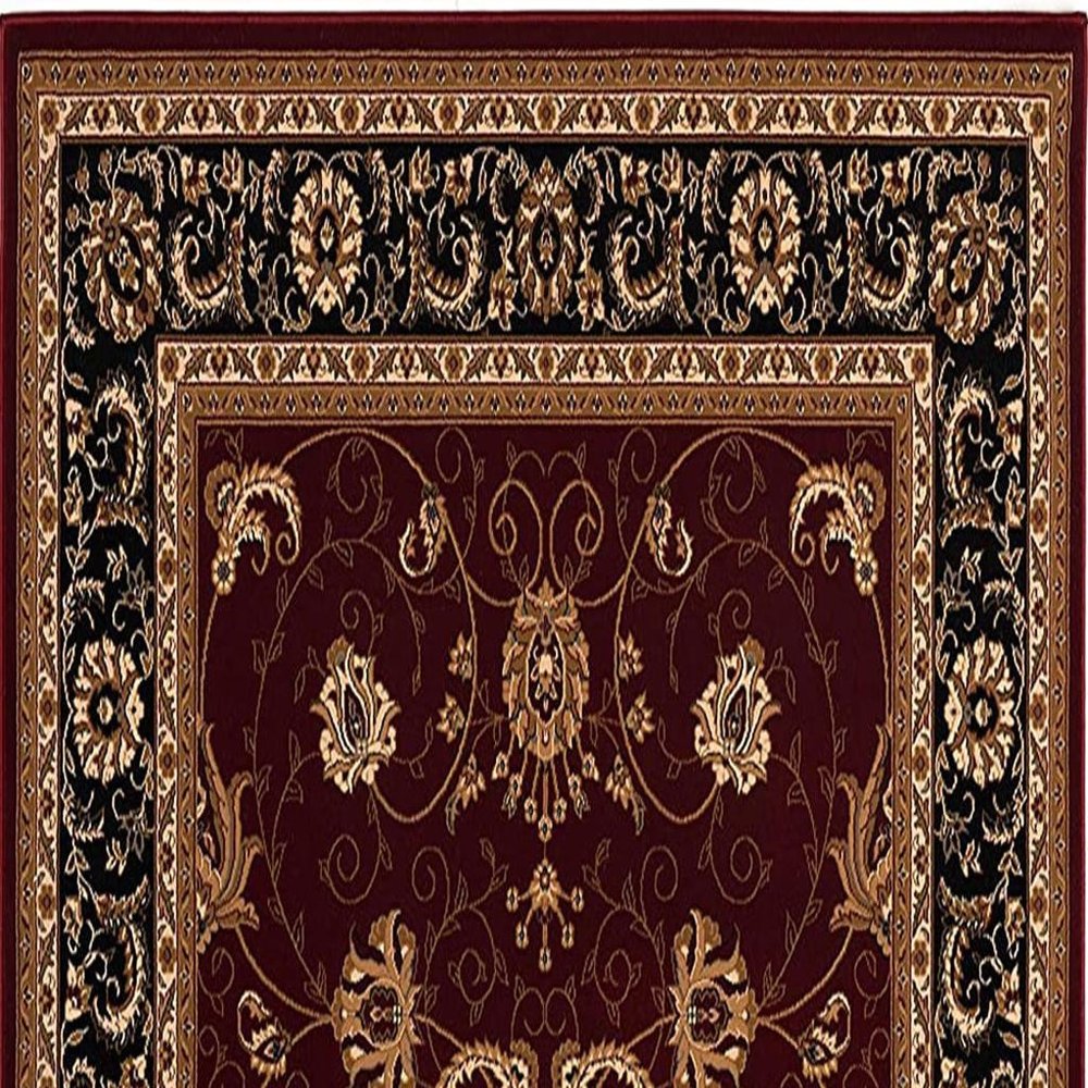10' Red And Black Oriental Runner Rug