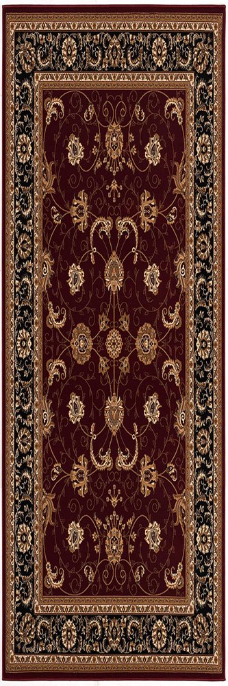 10' Red And Black Oriental Runner Rug