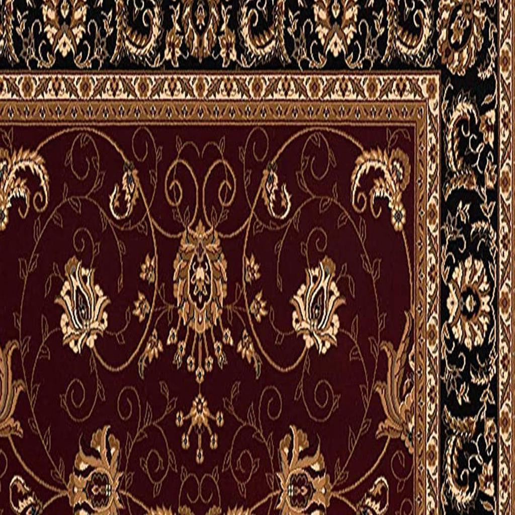 10' Red And Black Oriental Runner Rug