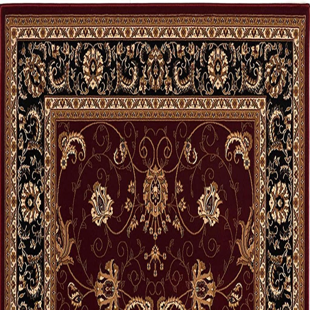 10' Red And Black Oriental Runner Rug