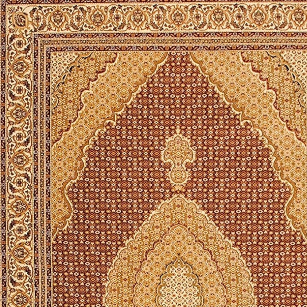 5' Red Round Oriental Power Loom Area Rug