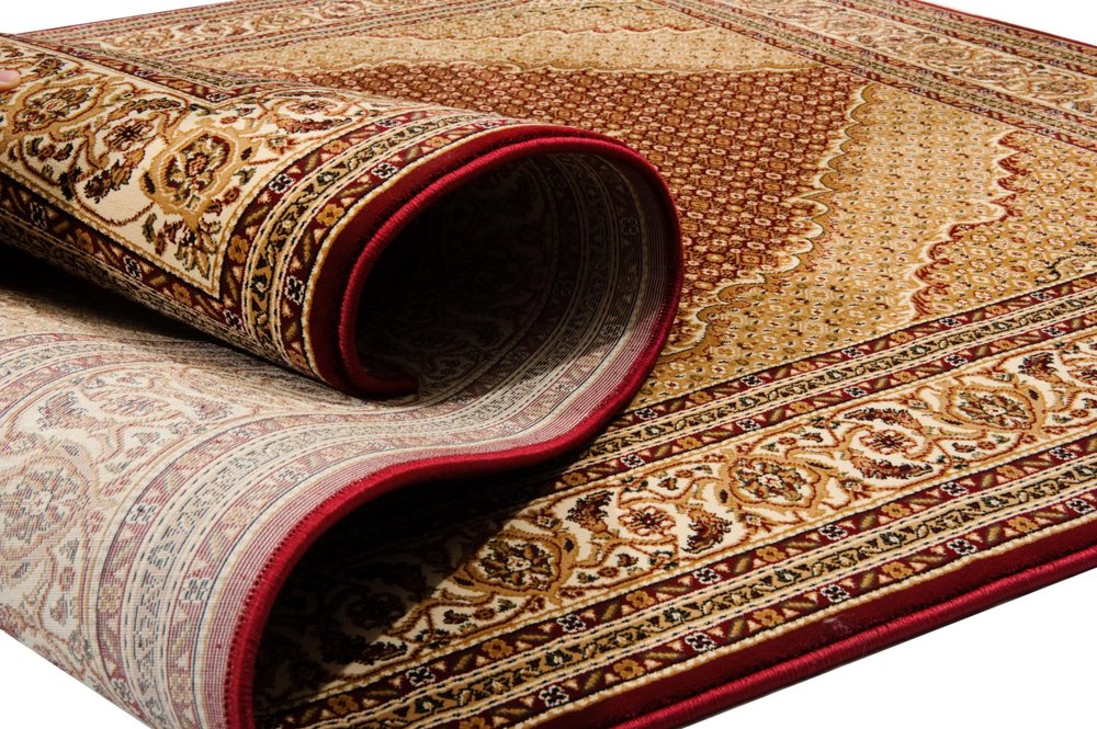 5' Red Round Oriental Power Loom Area Rug