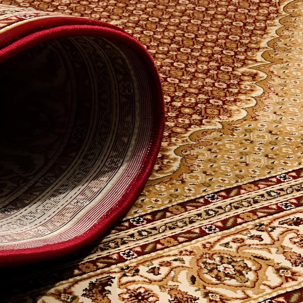 5' Red Round Oriental Power Loom Area Rug