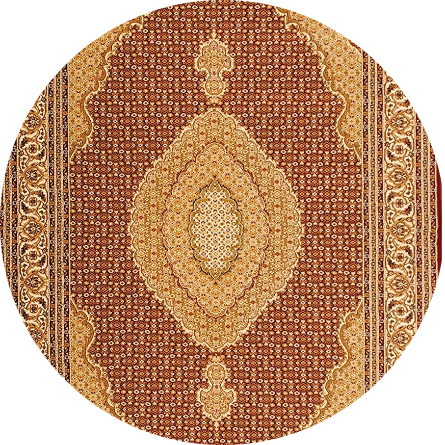 5' Red Round Oriental Power Loom Area Rug