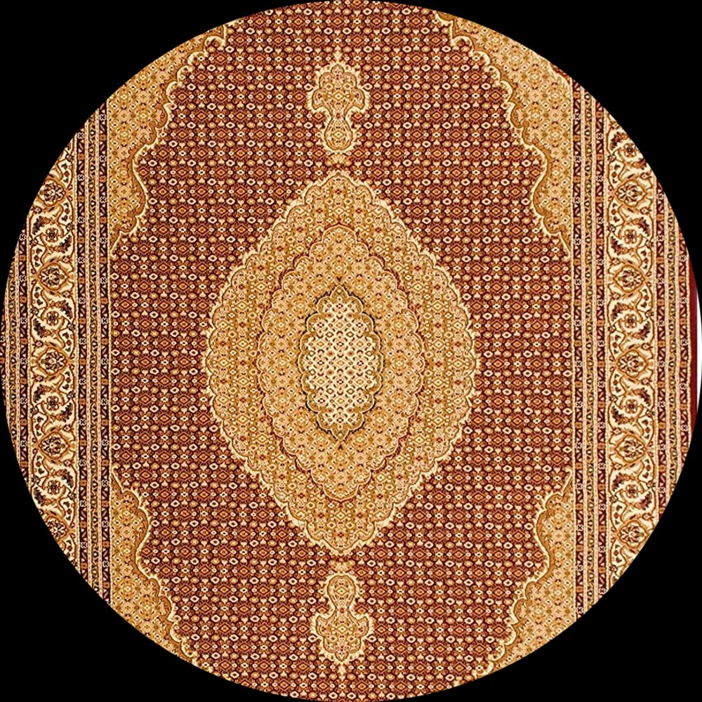 5' Red Round Oriental Power Loom Area Rug