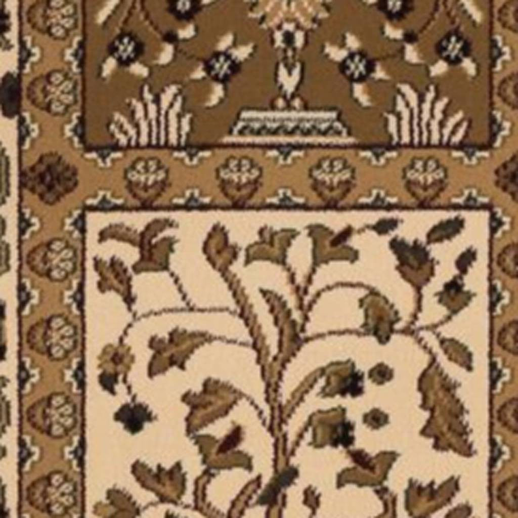 5' X 8' Beige and Black Oriental Power Loom Area Rug