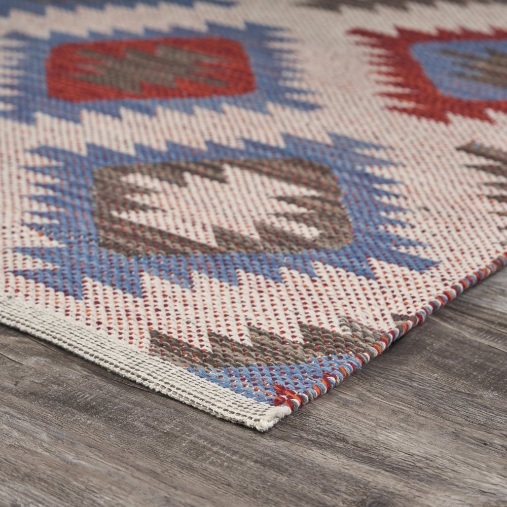 3' x 5' Red and Blue Geometric Diamonds Area Rug