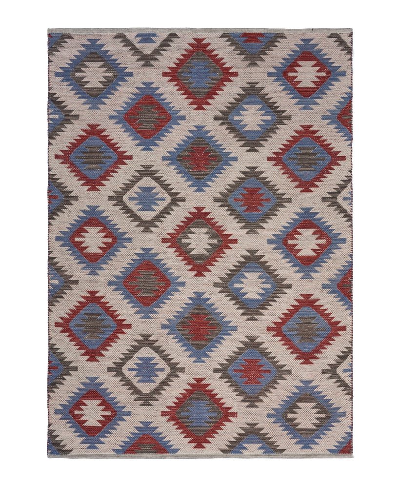 3' x 5' Red and Blue Geometric Diamonds Area Rug